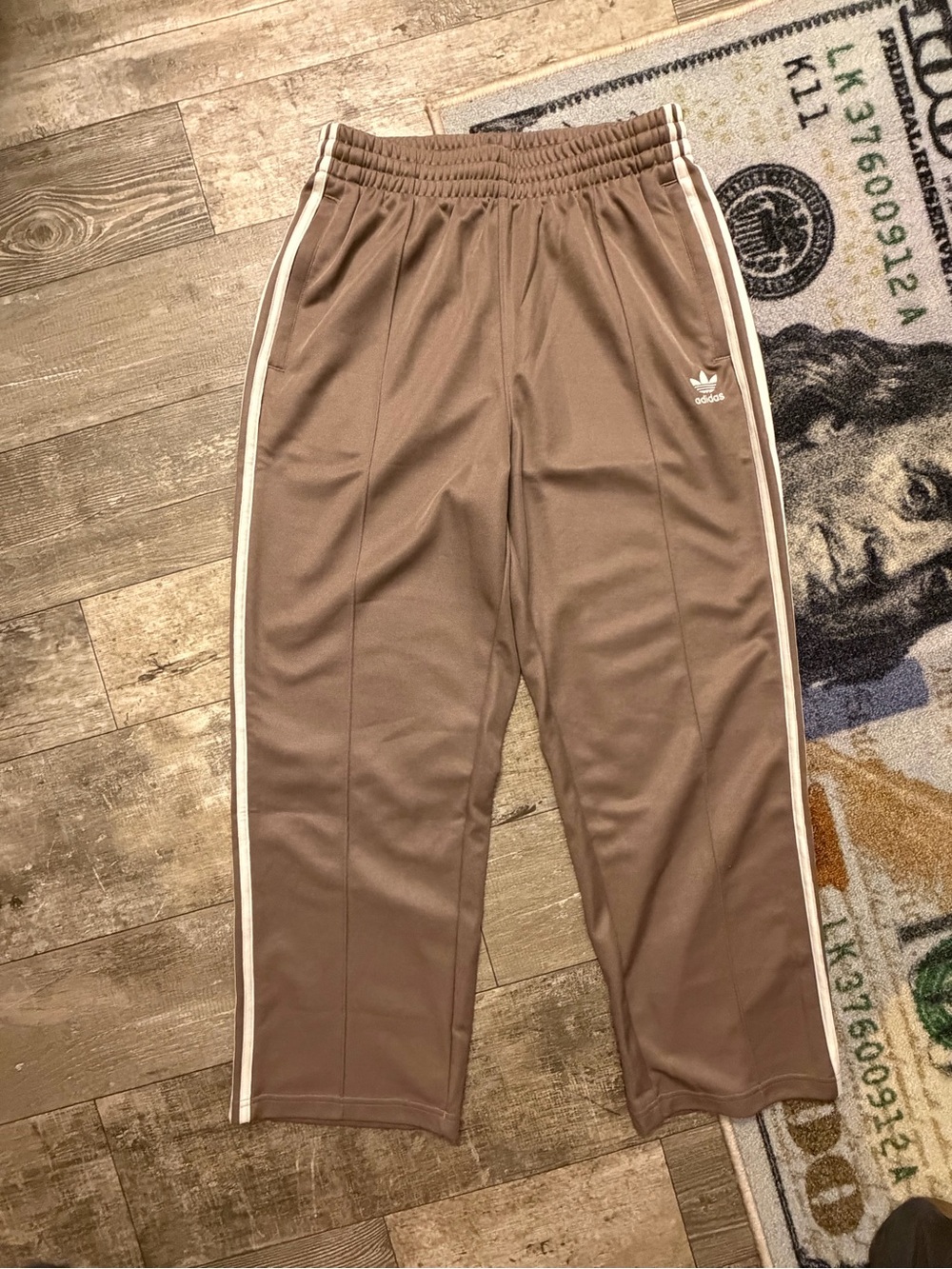 Adidas Originals Brown Sweatpants with White Side Stripes